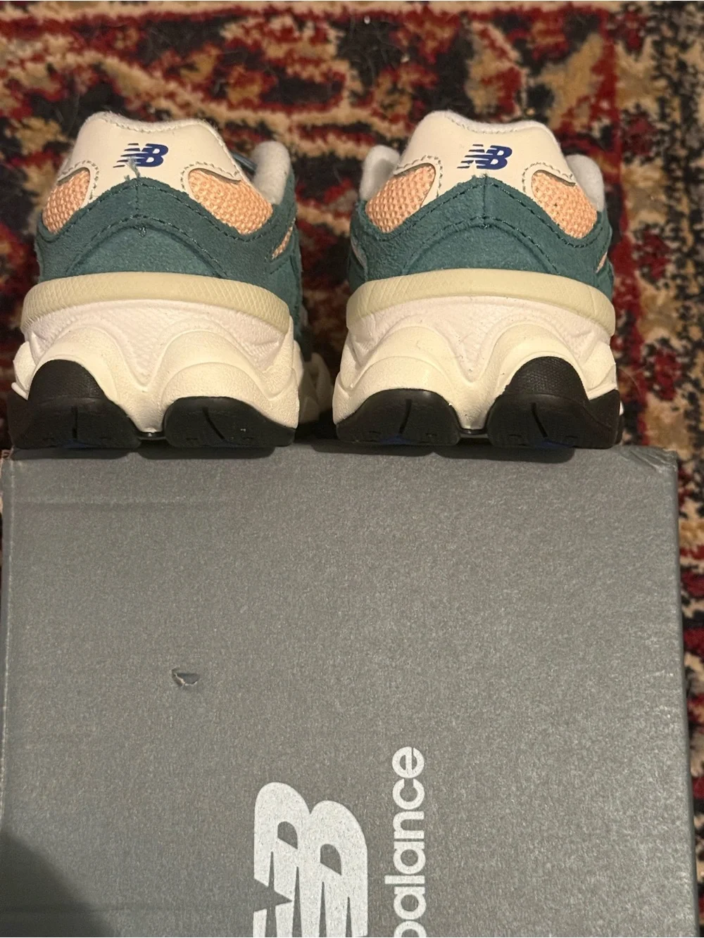 New Balance 9060 New Spruce Peach Blossom - Kids Teal & Peach Sneaker Shoes